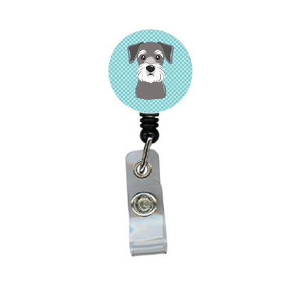 Teachers Aid Checkerboard Blue Schnauzer Retractable Badge Reel TE250480